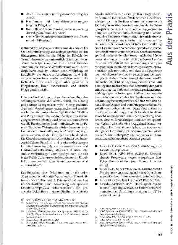 Vorschauseite 5: Der Dekubitus im Lichte der jüngeren Rechtsprechung (1. Teil)