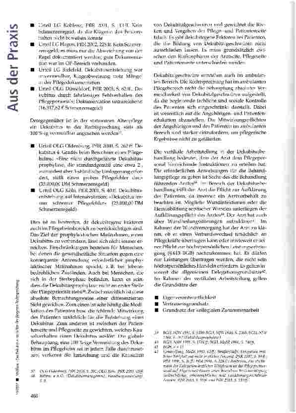 Vorschauseite 6: Der Dekubitus im Lichte der jüngeren Rechtsprechung (1. Teil)