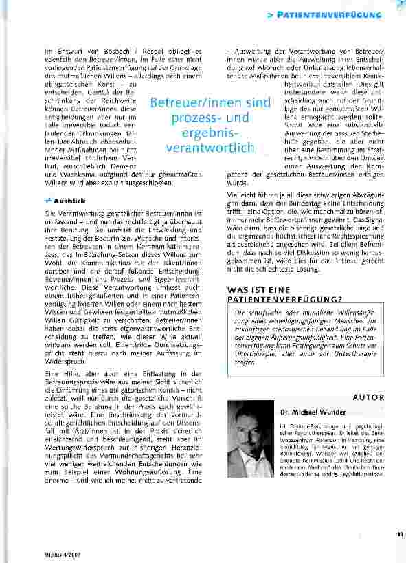 Vorschauseite 4: Selbstbestimmt bis zuletzt? Reichweiten und Grenzen rechtlicher Vertretung