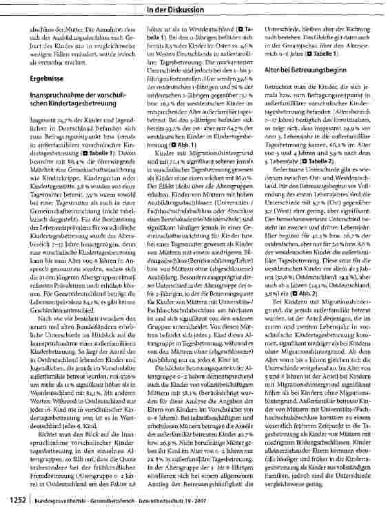 Vorschauseite 4: Inanspruchnahme außerfamiliärer vorschulischer Kindertagesbetreuung und Einfluss auf Merkmale psychischer Gesundheit bei Kindern