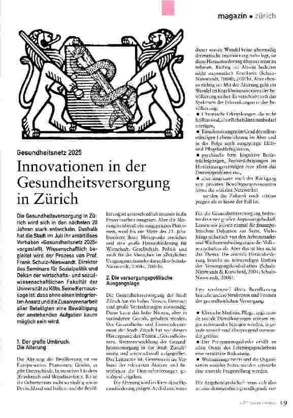 Vorschauseite 1: Innovationen in der Gesundheitsversorgung in Zürich