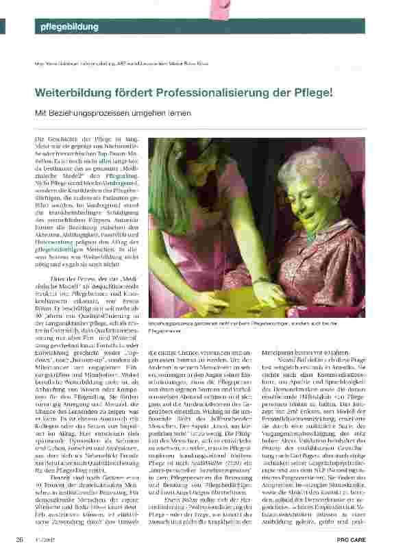 Vorschauseite 1: Weiterbildung fördert Professionalisierung der Pflege!