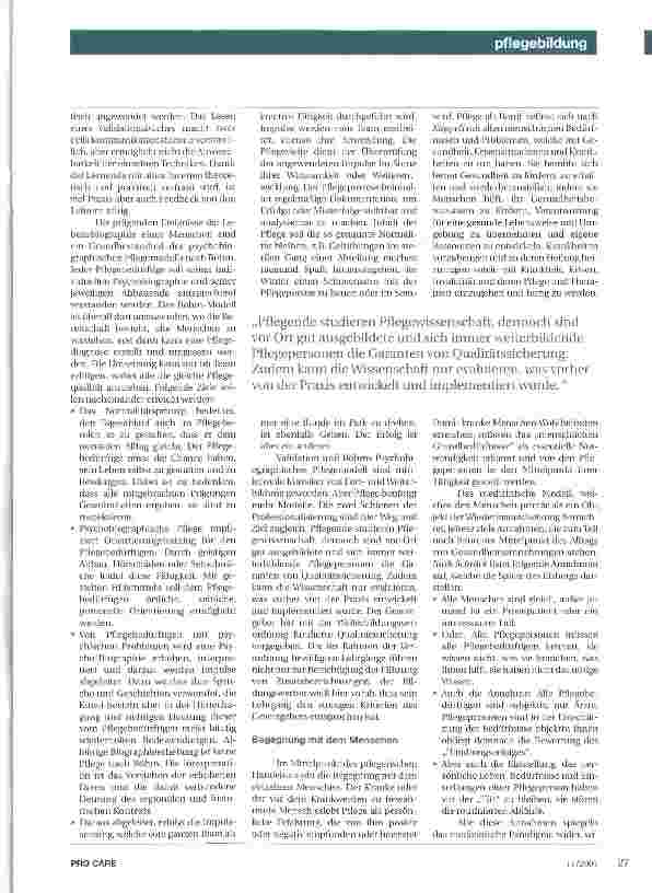Vorschauseite 2: Weiterbildung fördert Professionalisierung der Pflege!