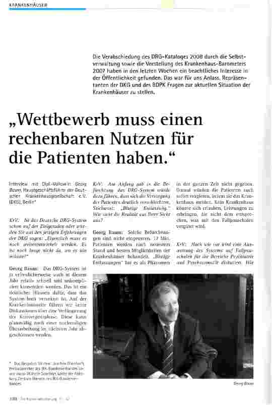 Vorschauseite 1: Wettbewerb muss einen rechenbaren Nutzen für die Patienten haben.