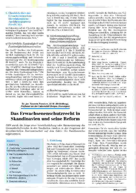 Vorschauseite 1: Das Erwachsenenschutzrecht in Skandinavien und seine Reform