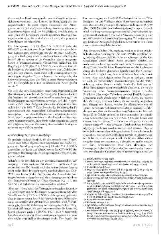 Vorschauseite 3: Ist die Altersgrenze von 68 Jahren in § 95 SGB V noch verfassungsgemäß?