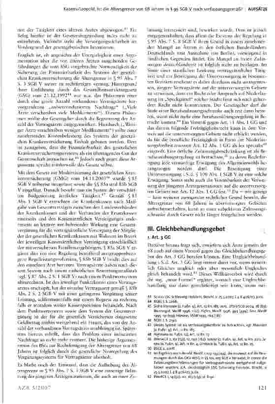 Vorschauseite 4: Ist die Altersgrenze von 68 Jahren in § 95 SGB V noch verfassungsgemäß?