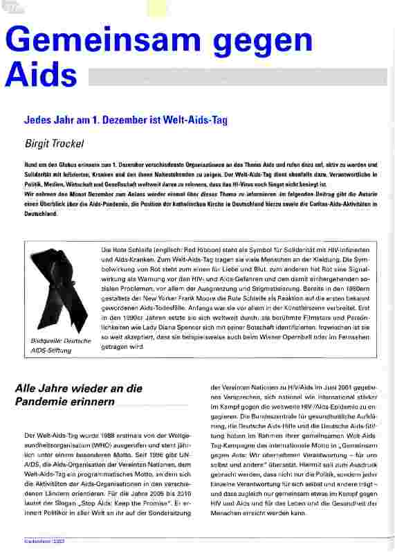 Vorschauseite 1: Gemeinsam gegen Aids