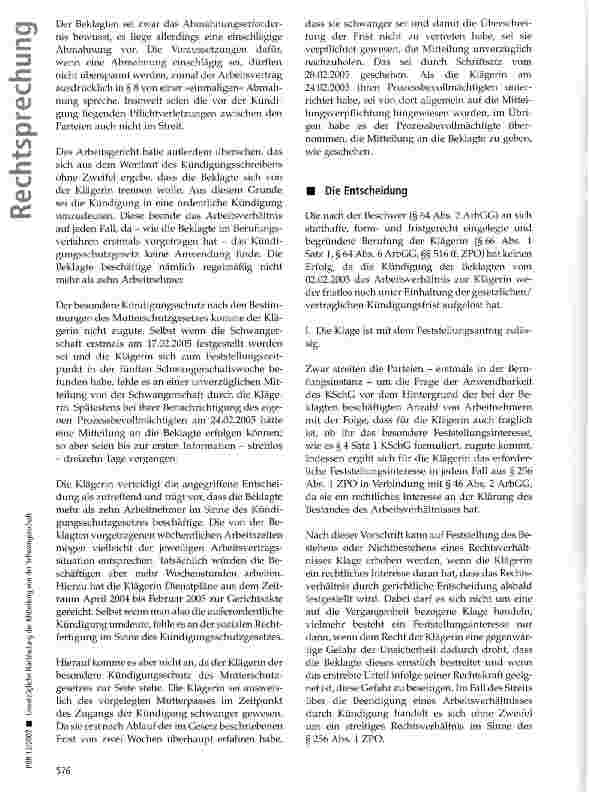 Vorschauseite 4: Unverzügliche Nachholung der Mitteilung von der Schwangerschaft