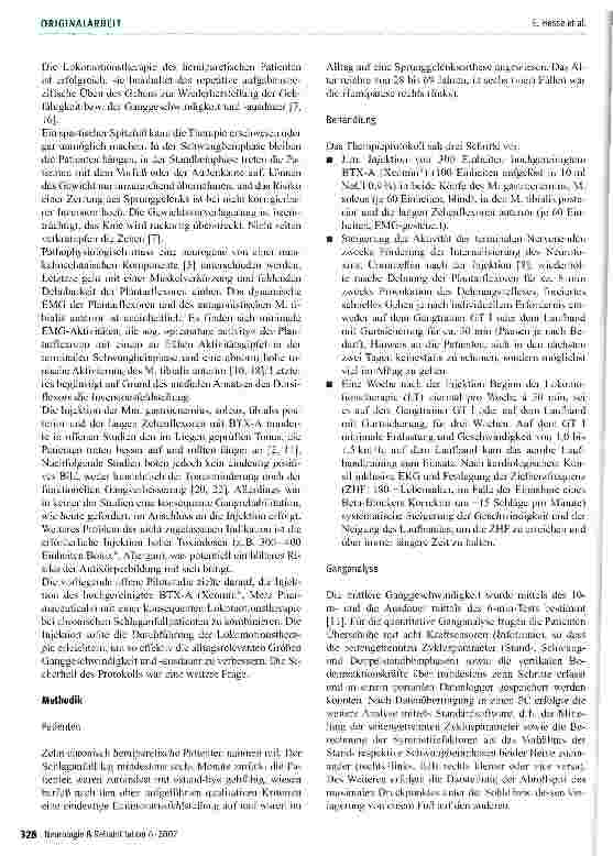Vorschauseite 2: Lokomotionstherapie chronisch hemiparetischer Patienten nach Therapie eines spastischen Spitzfußes mit hochgereinigtem Botulinumtoxin