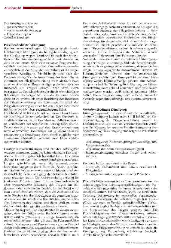 Vorschauseite 2: Der Kündigungsschutz der Pflegedienstleitung als leitender Angestellter