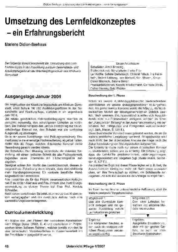 Vorschauseite 1: Umsetzung des Lernfeldkonzeptesein Erfahrungsbericht
