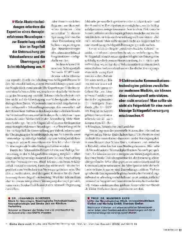 Vorschauseite 2: TELEMEDIZIN FÜR STROKE UNITS?