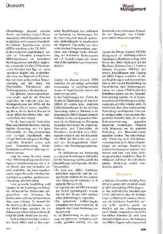 Vorschauseite 2: Übersicht über aktuelle Eradikationsstrategien bei Methicillin-resistenten Staphylococcus aureus (MRSA) aus verschiedenen Ländern