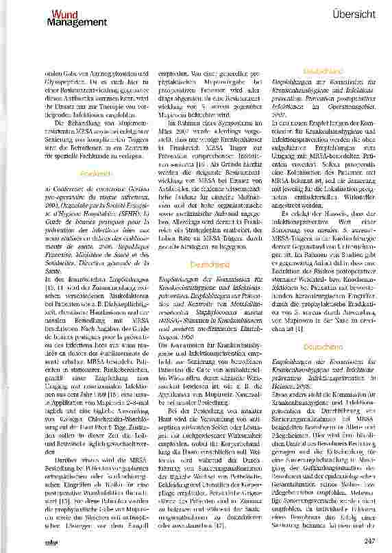 Vorschauseite 5: Übersicht über aktuelle Eradikationsstrategien bei Methicillin-resistenten Staphylococcus aureus (MRSA) aus verschiedenen Ländern