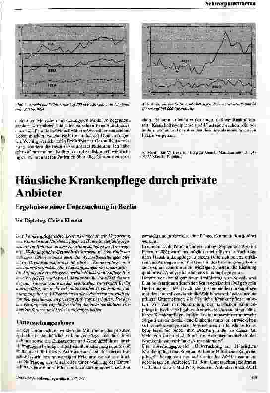 Vorschauseite 1: Häusliche Krankenpflege durch private Anbieter, Ergebnis einer Untersuchung in Berlin