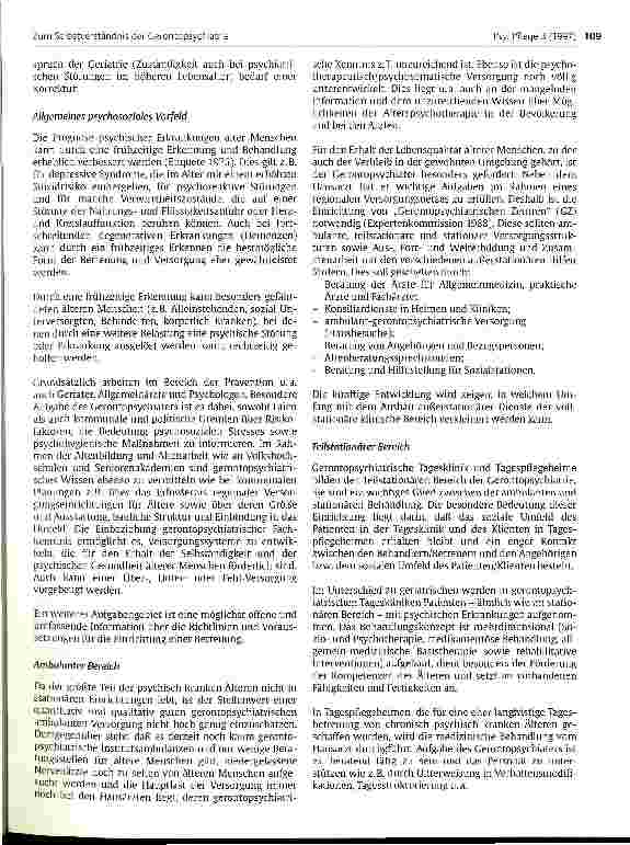 Vorschauseite 3: Zum Selbstverständnis der Gerontopsychiatrie