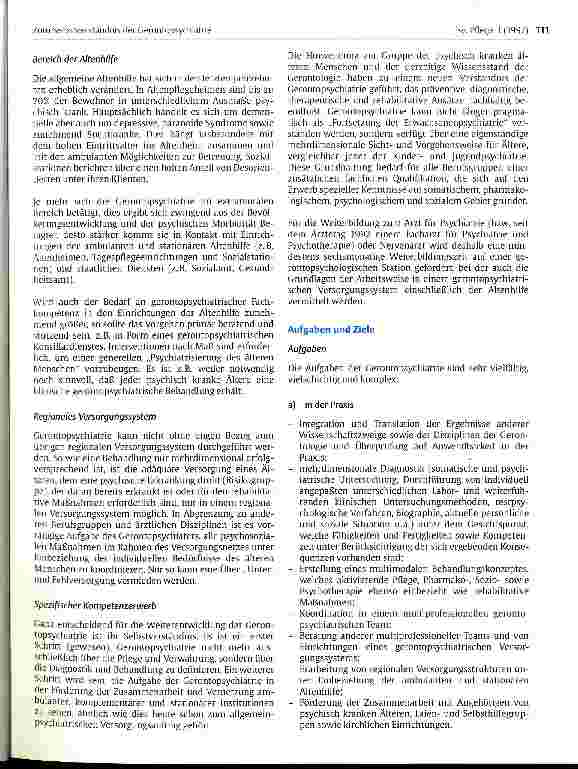Vorschauseite 5: Zum Selbstverständnis der Gerontopsychiatrie