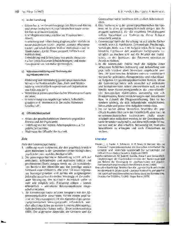 Vorschauseite 6: Zum Selbstverständnis der Gerontopsychiatrie