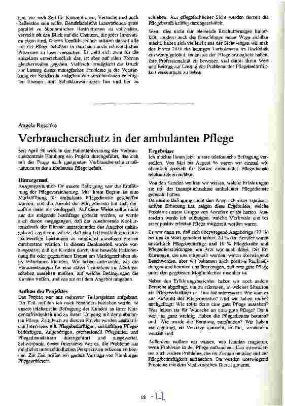 Vorschauseite 1: Verbraucherschutz in der ambulanten Pflege