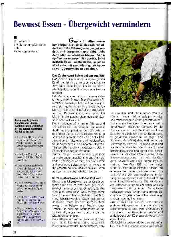 Vorschauseite 1: Bewusst Essen - Übergewicht vermindern
