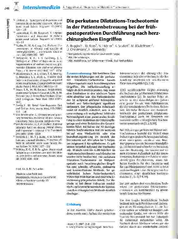 Vorschauseite 1: Die perkutane Dilatations-Tracheotomie in der Patientenbetreuung bei der früh-postoperativen Durchführung nach herzchirurgischen Eingriffen