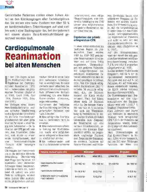 Vorschauseite 1: Cardiopulmonale Reanimation bei alten Menschen