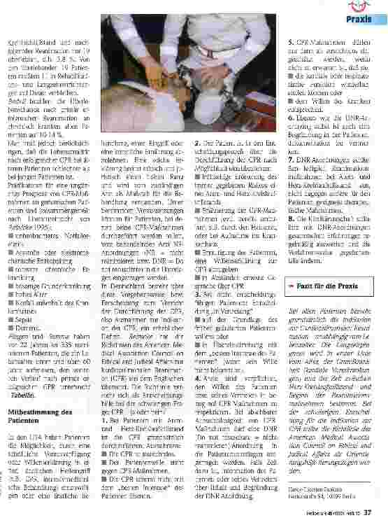 Vorschauseite 2: Cardiopulmonale Reanimation bei alten Menschen
