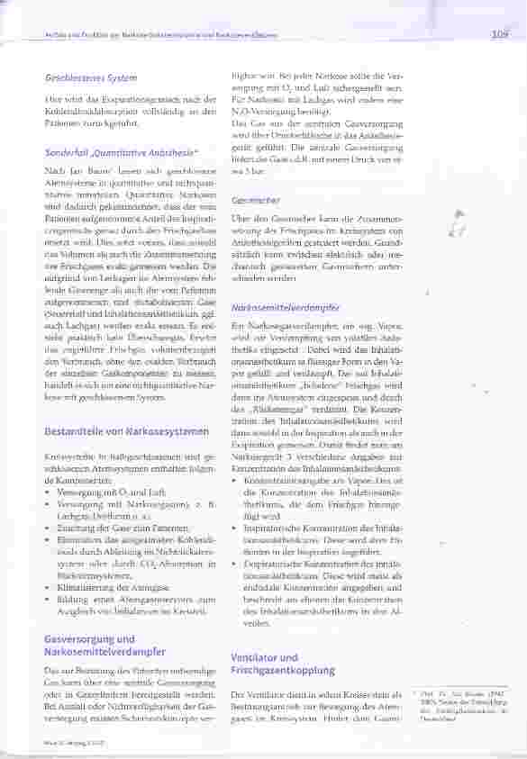 Vorschauseite 2: Aufbau und Funktion der Narkoserückatemsysteme und Narkoseventilatoren