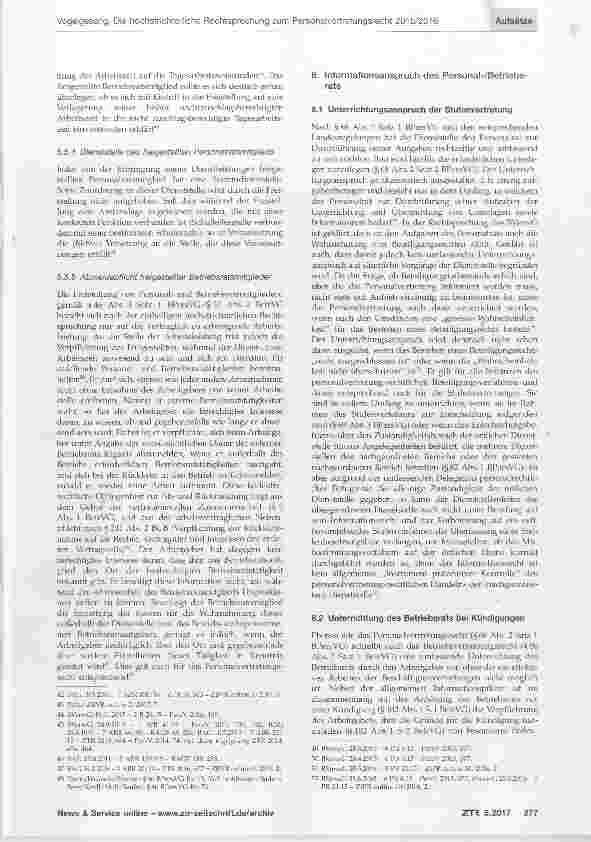 Vorschauseite 6: Die höchstrichterliche Rechtsprechung zum Personalvertretungsund parallel Betriebsverfassungsrecht 2015/2016