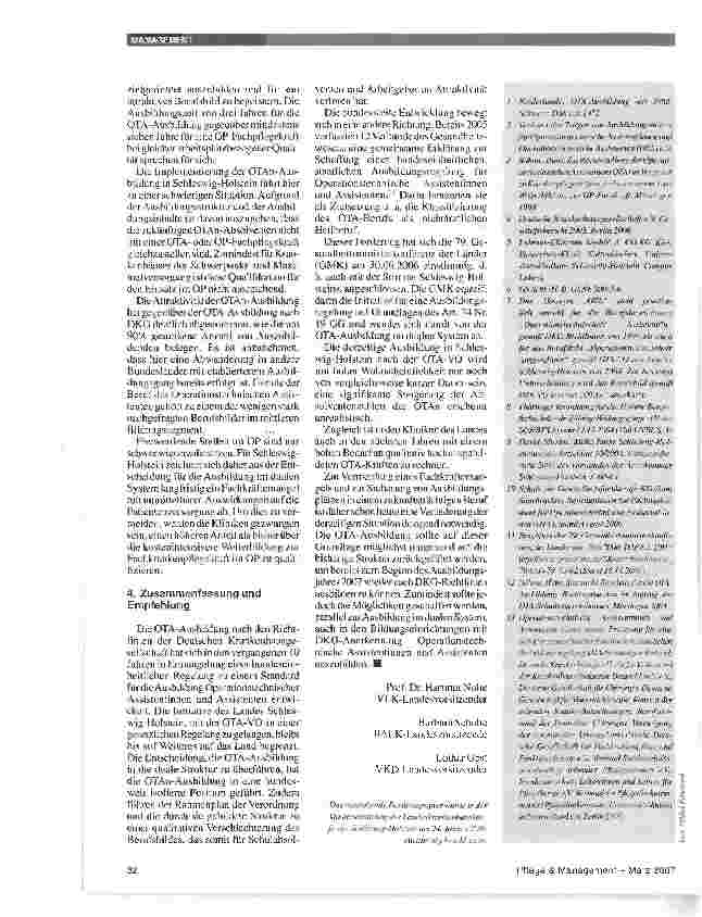 Vorschauseite 3: Positionspapier zur OTA-Ausbildung