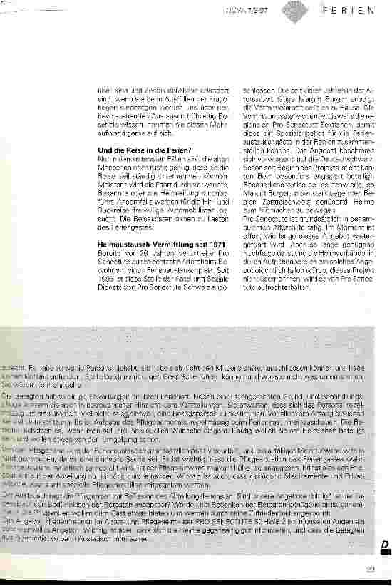 Vorschauseite 4: Ferienfreuden im Altersund Pflegeheim Heimaustausch: ein Angebot von Pro Senectute Schweiz