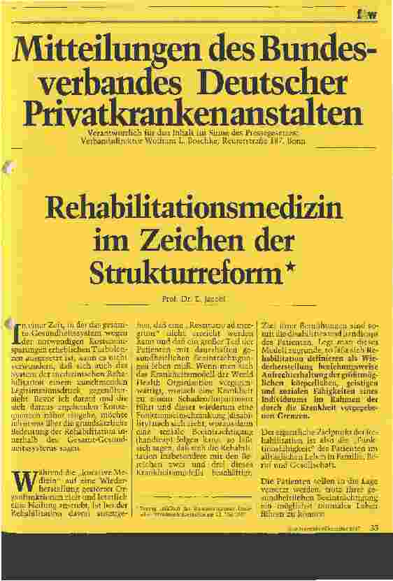 Vorschauseite 1: Rehabilitationsmedizin im Zeichen der Strukturreform