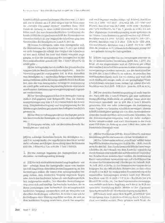 Vorschauseite 2: Zum Personalvertretungsrecht Schriftlichkeitsgebot des §69 Abs. 2 Satz 5 BPersVG