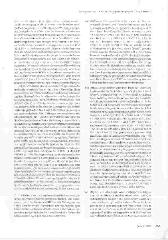 Vorschauseite 3: Zum Personalvertretungsrecht Schriftlichkeitsgebot des §69 Abs. 2 Satz 5 BPersVG