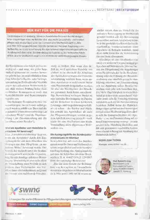 Vorschauseite 2: Kostenloses patientenindividuelles Verblistern ist nicht strafbar