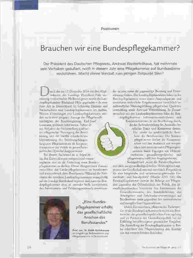 Vorschauseite 1: Brauchen wir eine Bundespflegekammer?