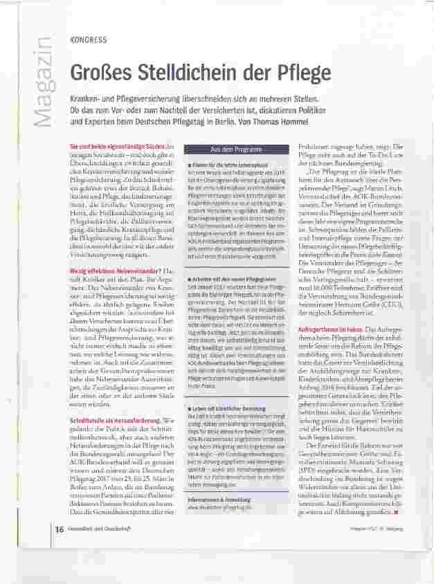 Vorschauseite 1: Großes Stelldichein der Pflege