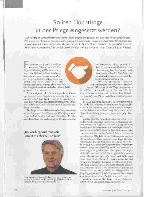 Vorschauseite 1: Sollten Flüchtlinge in der Pflege eingesetzt werden?