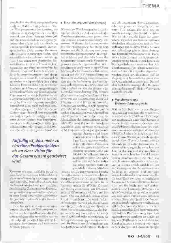 Vorschauseite 2: Gesundheitspolitik im Vorfeld der Wahlen zum 19. Deutschen Bundestag-Allgemeinplätze oder Visionen?