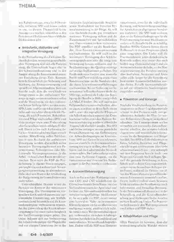 Vorschauseite 3: Gesundheitspolitik im Vorfeld der Wahlen zum 19. Deutschen Bundestag-Allgemeinplätze oder Visionen?