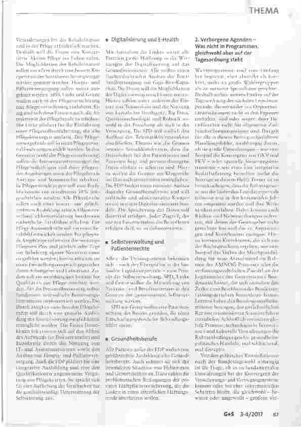Vorschauseite 4: Gesundheitspolitik im Vorfeld der Wahlen zum 19. Deutschen Bundestag-Allgemeinplätze oder Visionen?