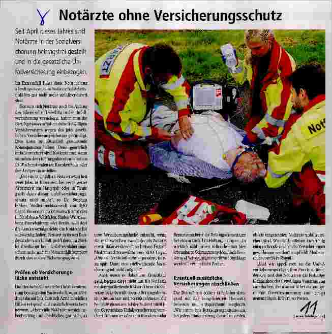 Vorschauseite 1: Notärzte ohne Versicherungsschutz