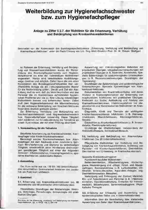 Vorschauseite 1: Weiterbildung zur Hygieneschwester