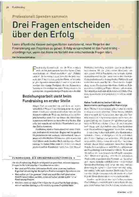 Vorschauseite 1: Drei Fragen entscheiden über den Erfolg