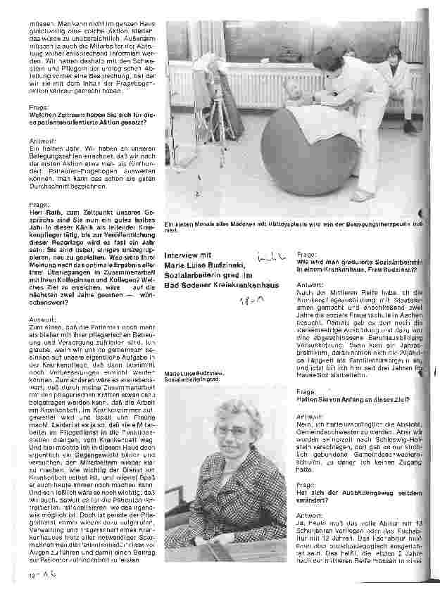 Vorschauseite 1: Das Kreiskrankenhaus Main-taunus in Bad Soden Interview mit Marie-Luise Budzinski Sozialarbeiterin