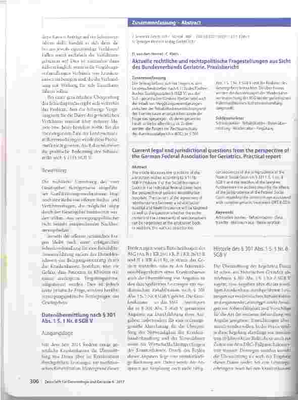 Vorschauseite 3: Aktuelle rechtliche und rechtspolitische Fragestellungen aus Sicht des BundesverbandsGeriatrie