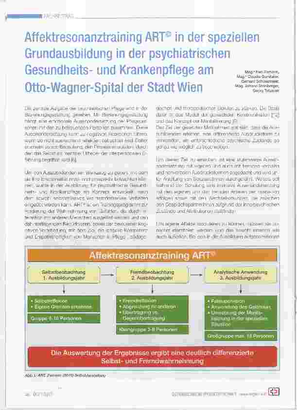 Vorschauseite 1: Affektresonanztraining ART® in der spezieiien Grundausbiidung in der psychiatrischen Gesundheitsund Krankenpfiege am Otto-Wagner-Spitai der Stadt Wien
