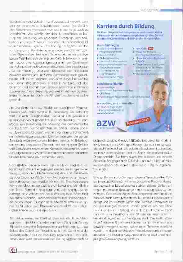 Vorschauseite 2: Affektresonanztraining ART® in der spezieiien Grundausbiidung in der psychiatrischen Gesundheitsund Krankenpfiege am Otto-Wagner-Spitai der Stadt Wien
