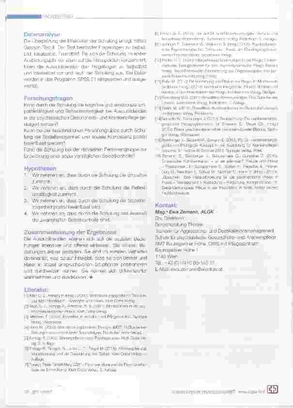 Vorschauseite 3: Affektresonanztraining ART® in der spezieiien Grundausbiidung in der psychiatrischen Gesundheitsund Krankenpfiege am Otto-Wagner-Spitai der Stadt Wien